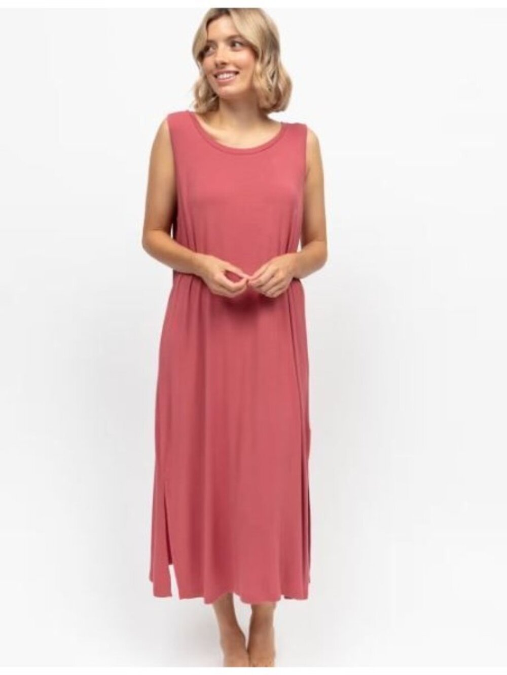 Banana Republic Dress Size Large Maxi Sleeveless Keywhole Back Pink